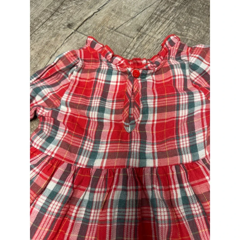 Toddler Girls Red Plaid Tiered Long Sleeve Holiday Dress 2T